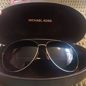Michael Kors Silver and Black Aviator Sunglasses
